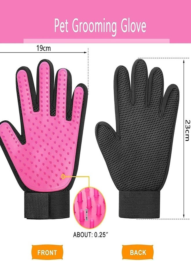 SOFTNLUX Pet Grooming Glove - Gentle Deshedding Brush Glove - Efficient Pet Hair Remover Mitt - Massage Tool with Enhanced Five Finger Design - Perfect for Dogs & Cats with Long & Short Fur (Pink) - Image 2